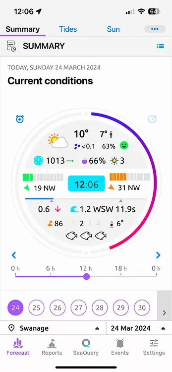 Screenshot of Nautide App Summary