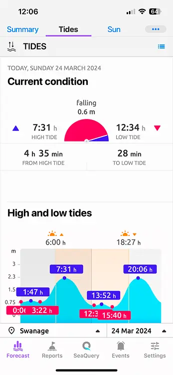 Screenshot of Nautide App Tides